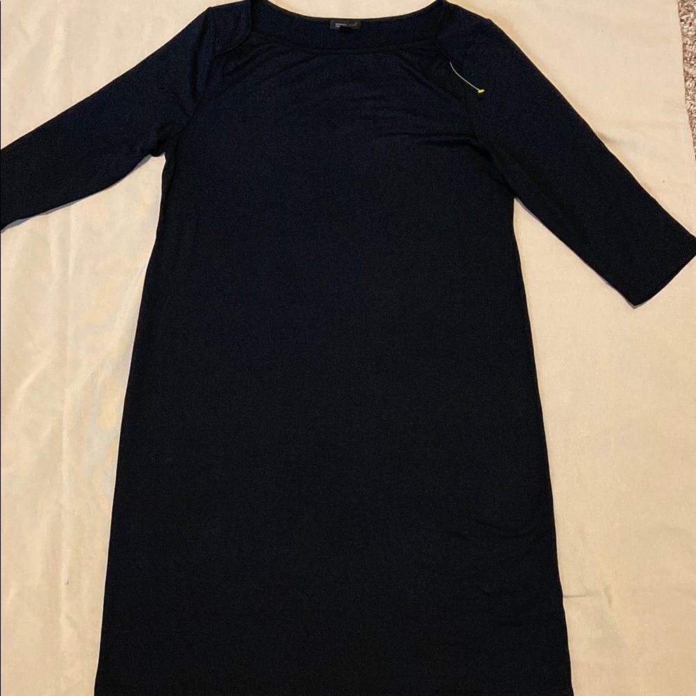 J. Jill Small wearever knit dress pleat shoulder petite 3/4 sleeves shift black